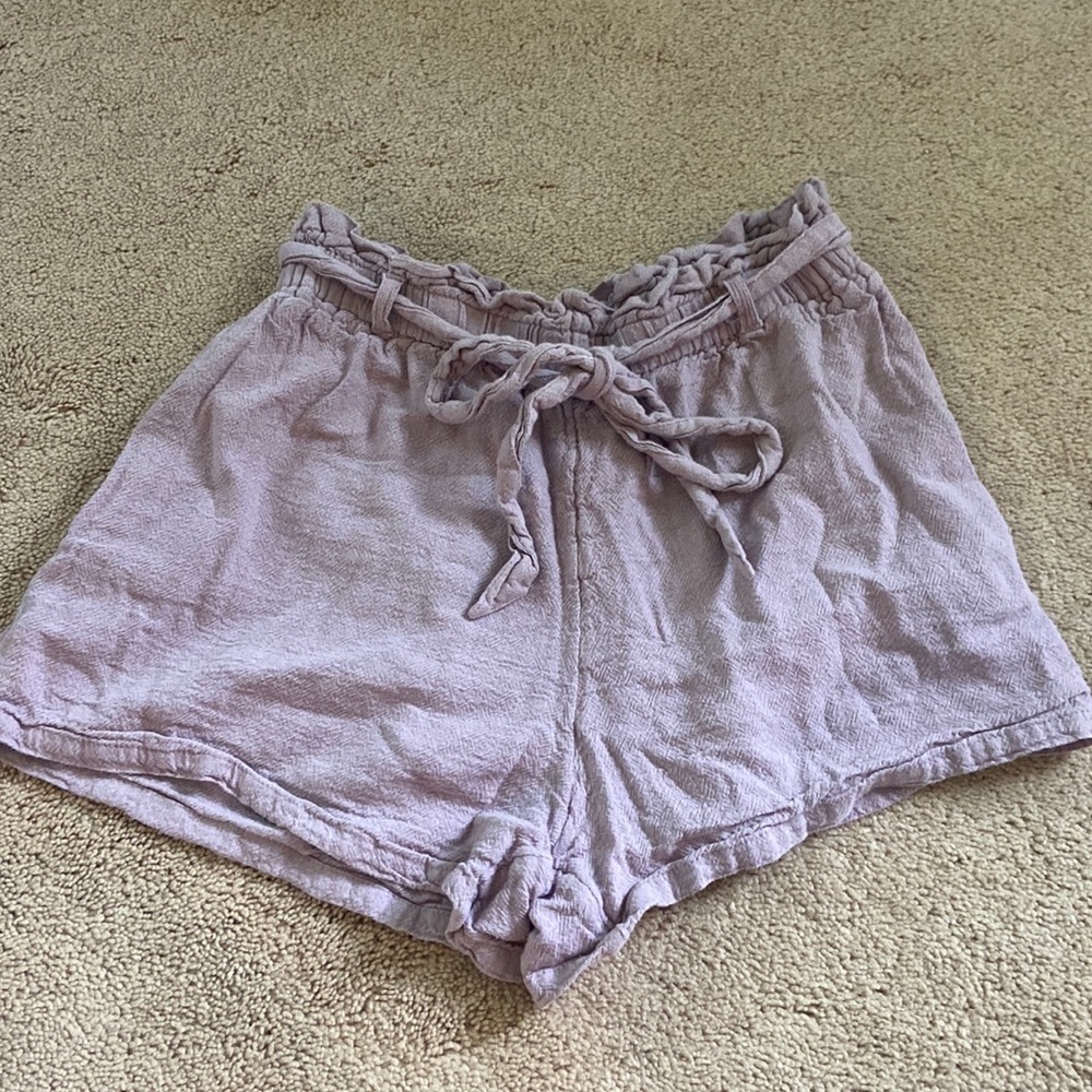 Hollister light purple linen tie shorts